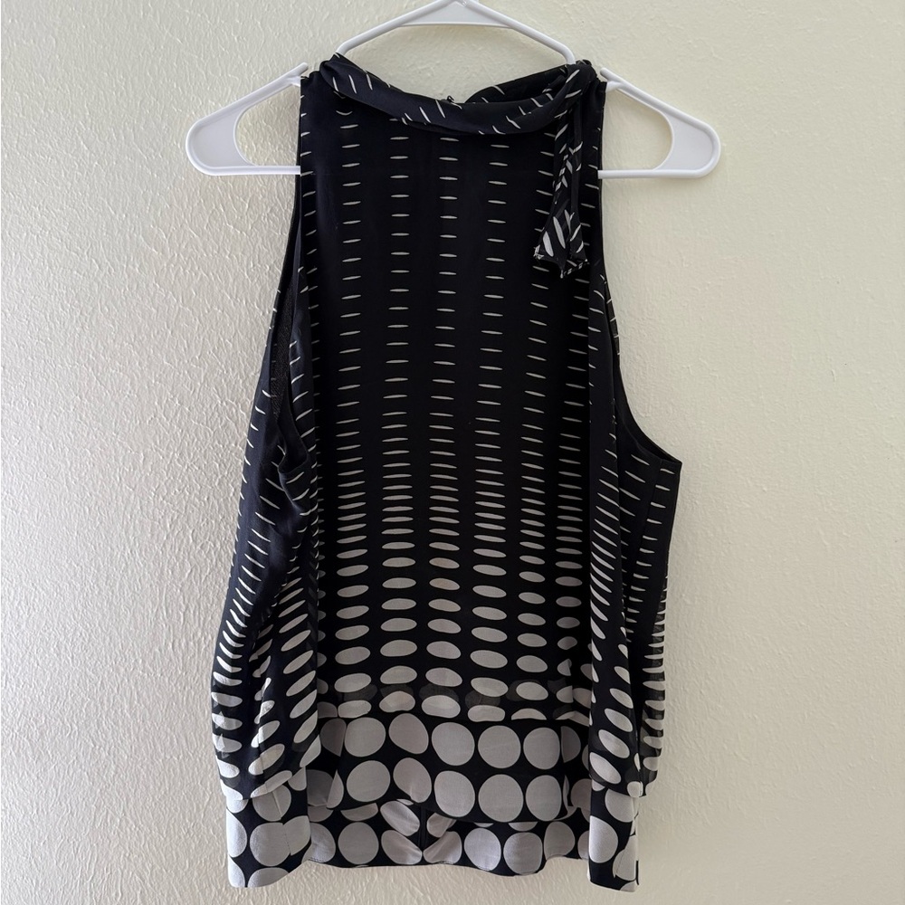 Silk Black and White Patterned Flowy Top Size 14